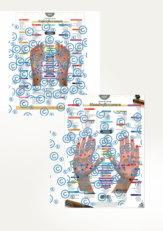 Reflexzonen KARTE Füße und Hände mit ätherischen Ölen