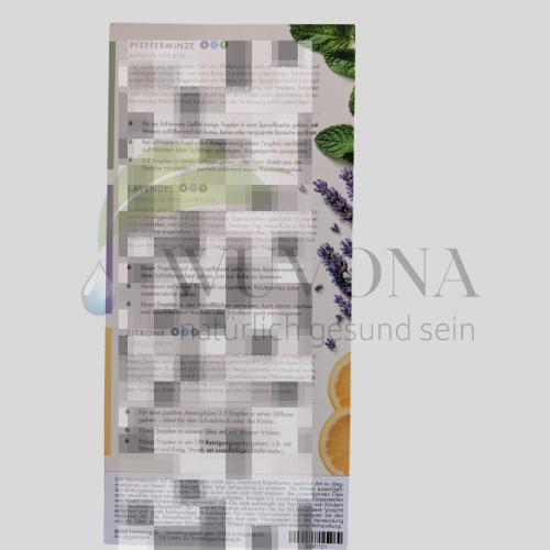 Karte - die TOP 3 ätherischen Öle im Alltag Pfefferminze, Lavendel und Zitrone